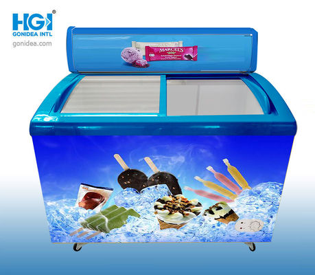 R290a ตู้แช่แข็งแบบ Deep Chest 12.7 Cuft Curved Top Display ตู้แช่แข็งหนา Foaming Body