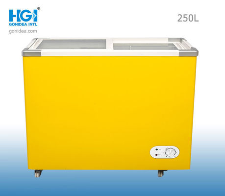 Gonisea ตู้แช่เย็นกระจกโค้ง 250l 8.8 Cu Ft สีขาวเหลือง