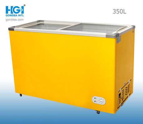 ตู้แช่แข็งขนาด 350 ลิตรตู้แช่แข็งประตูกระจกบานเลื่อน 60HZ Pre Coated White Alu