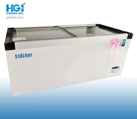 ซุปเปอร์มาร์เก็ตกระจกบานเลื่อนตู้แช่แข็งไอศกรีม 518 ลิตร 220V