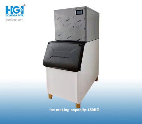 เชิงพาณิชย์ SS304 เครื่องทำน้ำแข็งอัตโนมัติ R134a 450Kg การควบแน่นของน้ำ