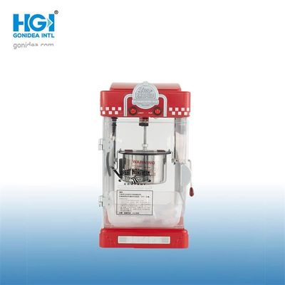เครื่องทำป๊อปคอร์นมินิตั้งโต๊ะสีแดงอัตโนมัติ 220V 300W แบบพกพา